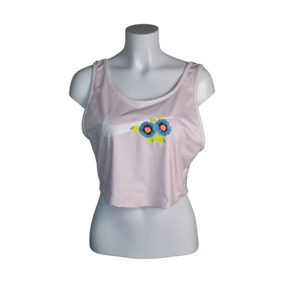 Nike Hyper Femme Cropped Tank Pink Floral Athleisure Activewear Womens Small